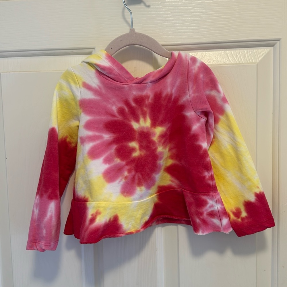 Design History yellow and pink Tie-dye hoodie 3T